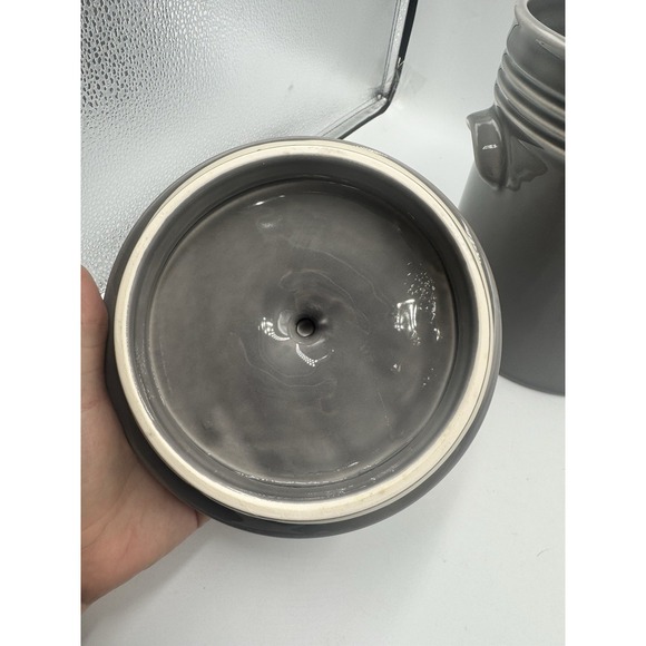 Large Ceramic Storage Canister Jar Gray with Lid Kitchen Countertop Decor - Picture 8 of 13